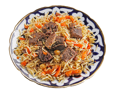 Best halal food near me - Authentic Uzbek Plov with halal beef, carrots and rice